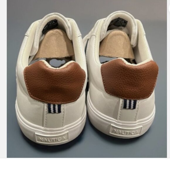 NEW Nautica Garrison 2 Leather Sneakers Men’s Size 11 White/Brown Casual Shoes - Picture 4 of 13